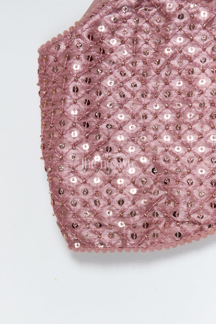 The Nesavu Girls Lehenga Choli Girls Lehenga Choli with Embroidered Jacket for Festive Parties Nesavu Nesavu purple girls lehenga choli organza embroidered jacket festive occasions