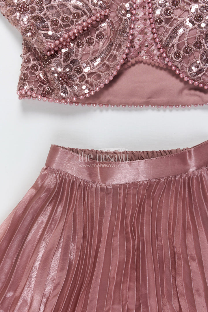 The Nesavu Girls Lehenga Choli Girls Lehenga Choli with Embroidered Jacket for Festive Parties Nesavu Nesavu purple girls lehenga choli organza embroidered jacket festive occasions