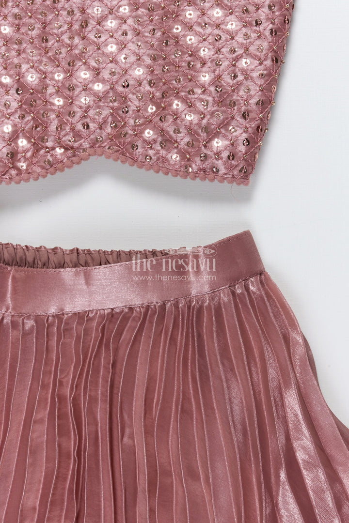 The Nesavu Girls Lehenga Choli Girls Lehenga Choli with Embroidered Jacket for Festive Parties Nesavu Nesavu purple girls lehenga choli organza embroidered jacket festive occasions