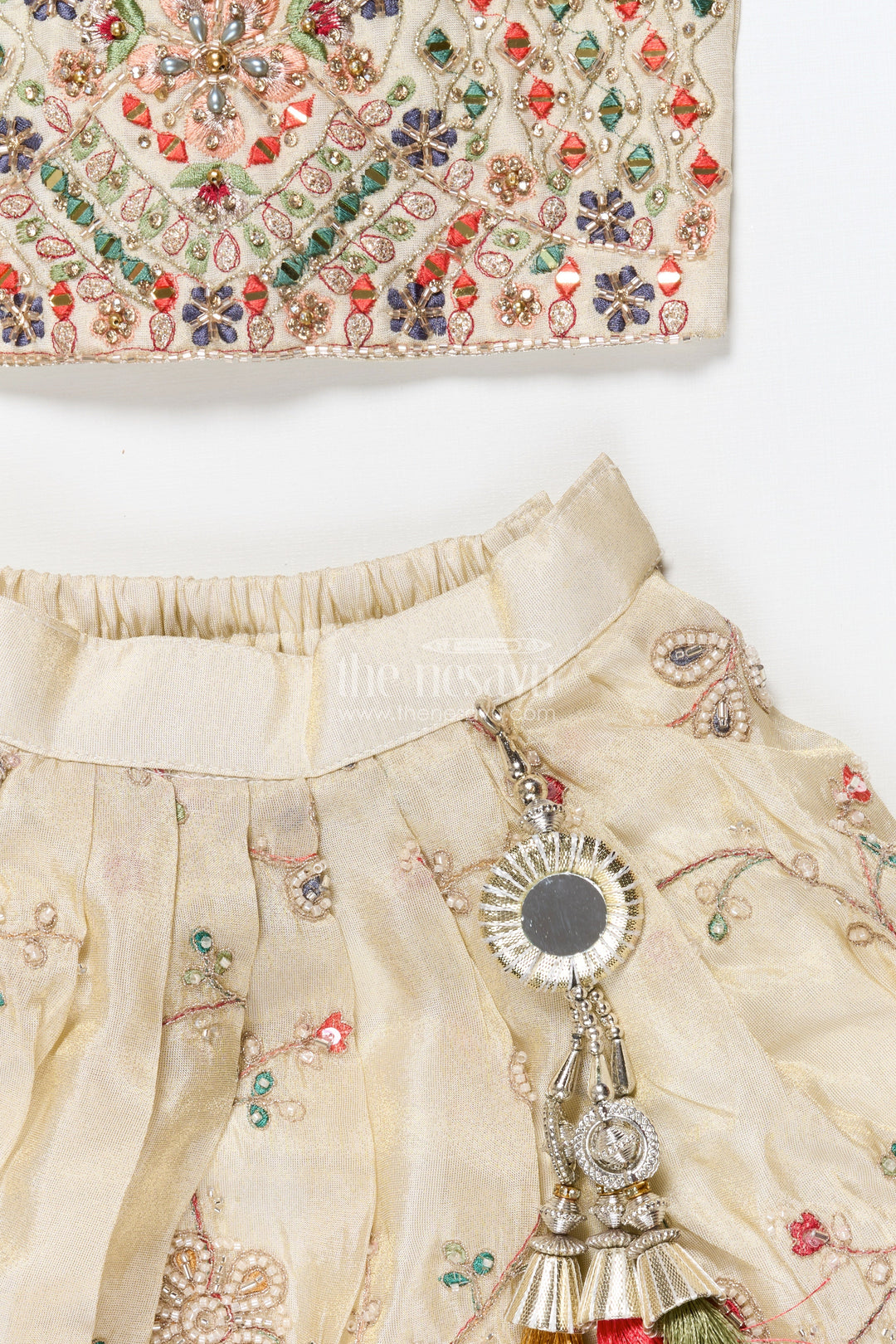 The Nesavu Girls Lehenga Choli Girls Lehenga Choli with Embroidery for Festive Weddings and Family Events Nesavu Nesavu embroidered lehenga choli girls tissue viscose silk perfect weddings festivals