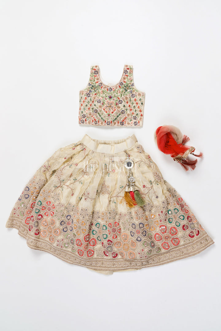 The Nesavu Girls Lehenga Choli Girls Lehenga Choli with Embroidery for Festive Weddings and Family Events Nesavu Nesavu embroidered lehenga choli girls tissue viscose silk perfect weddings festivals