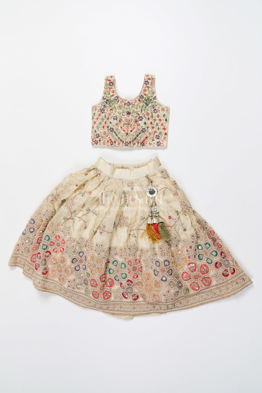 The Nesavu Girls Lehenga Choli Girls Lehenga Choli with Embroidery for Festive Weddings and Family Events Nesavu Nesavu embroidered lehenga choli girls tissue viscose silk perfect weddings festivals