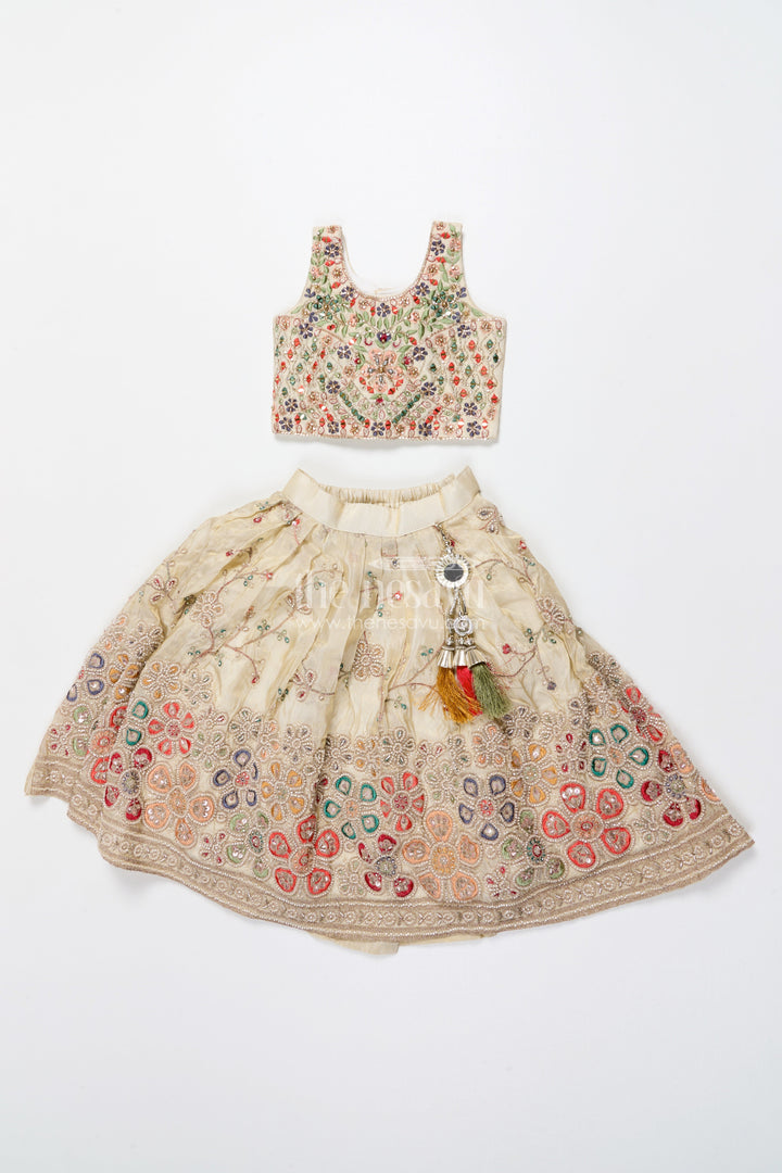 The Nesavu Girls Lehenga Choli Girls Lehenga Choli with Embroidery for Festive Weddings and Family Events Nesavu Nesavu embroidered lehenga choli girls tissue viscose silk perfect weddings festivals