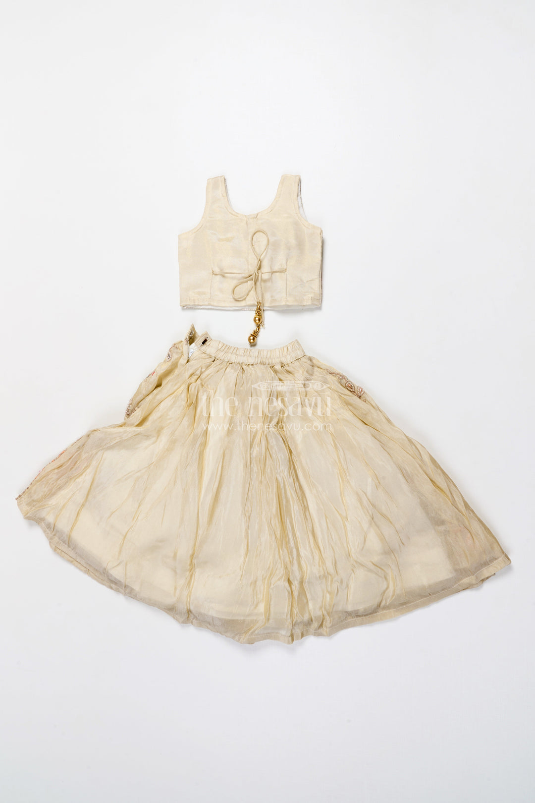 The Nesavu Girls Lehenga Choli Girls Lehenga Choli with Embroidery for Festive Weddings and Family Events Nesavu Nesavu embroidered lehenga choli girls tissue viscose silk perfect weddings festivals