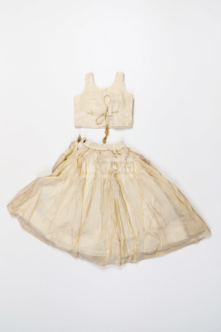 The Nesavu Girls Lehenga Choli Girls Lehenga Choli with Embroidery for Festive Weddings and Family Events Nesavu Nesavu embroidered lehenga choli girls tissue viscose silk perfect weddings festivals