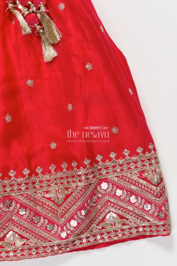 The Nesavu Girls Lehenga Choli Girls Lehenga Choli with Embroidery for Weddings and Sangeet Nights Nesavu Nesavu designer lehenga choli girls organza embroidery ideal weddings celebrations
