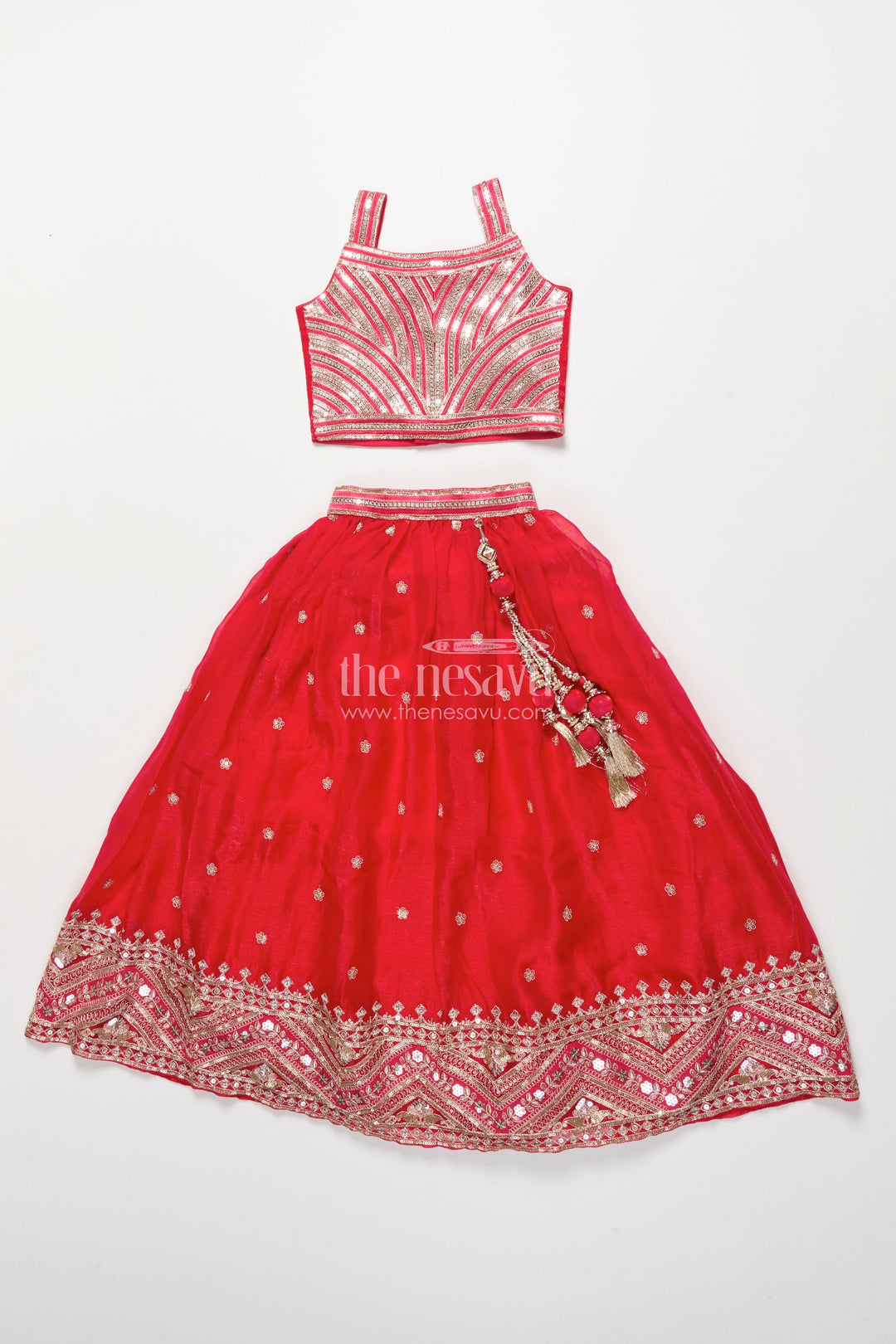 The Nesavu Girls Lehenga Choli Girls Lehenga Choli with Embroidery for Weddings and Sangeet Nights Nesavu Nesavu designer lehenga choli girls organza embroidery ideal weddings celebrations