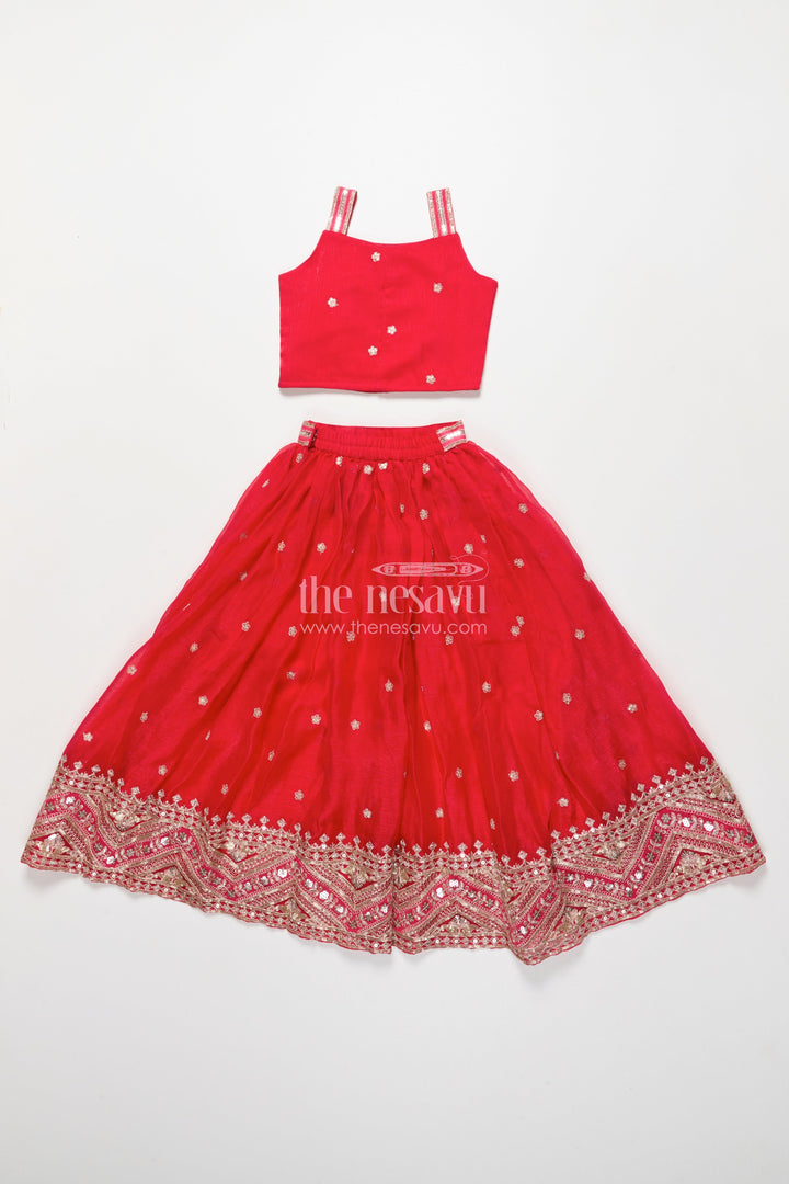 The Nesavu Girls Lehenga Choli Girls Lehenga Choli with Embroidery for Weddings and Sangeet Nights Nesavu Nesavu designer lehenga choli girls organza embroidery ideal weddings celebrations