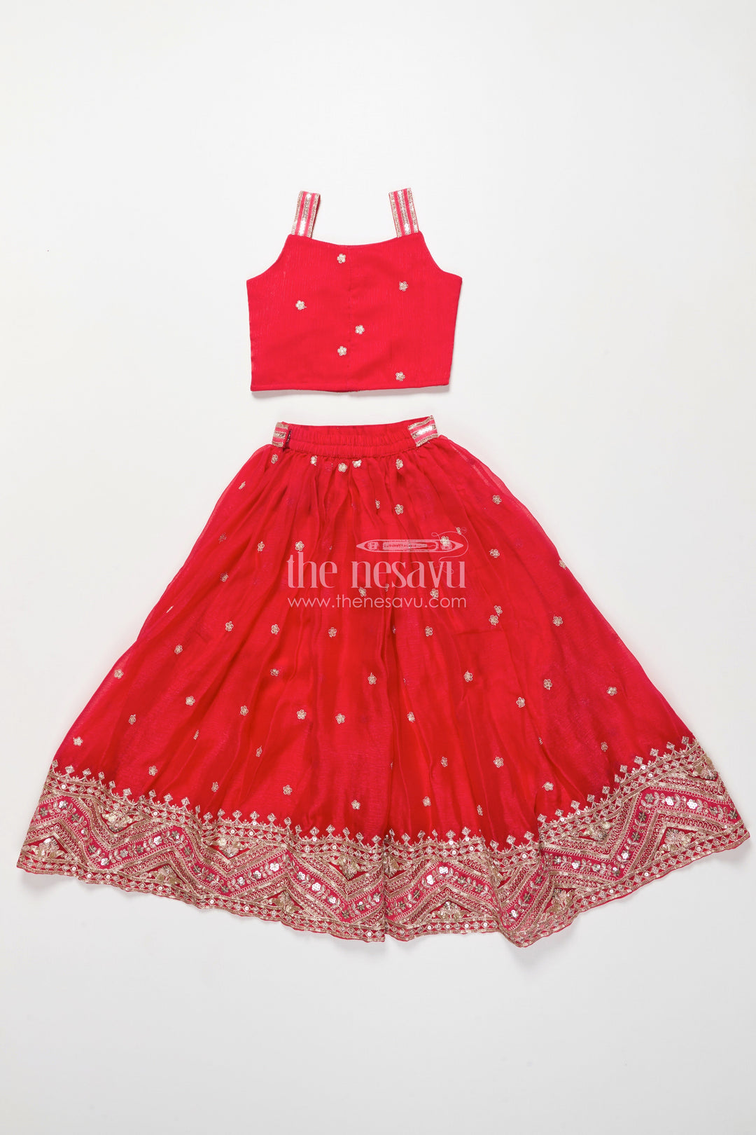 The Nesavu Girls Lehenga Choli Girls Lehenga Choli with Embroidery for Weddings and Sangeet Nights Nesavu Nesavu designer lehenga choli girls organza embroidery ideal weddings celebrations