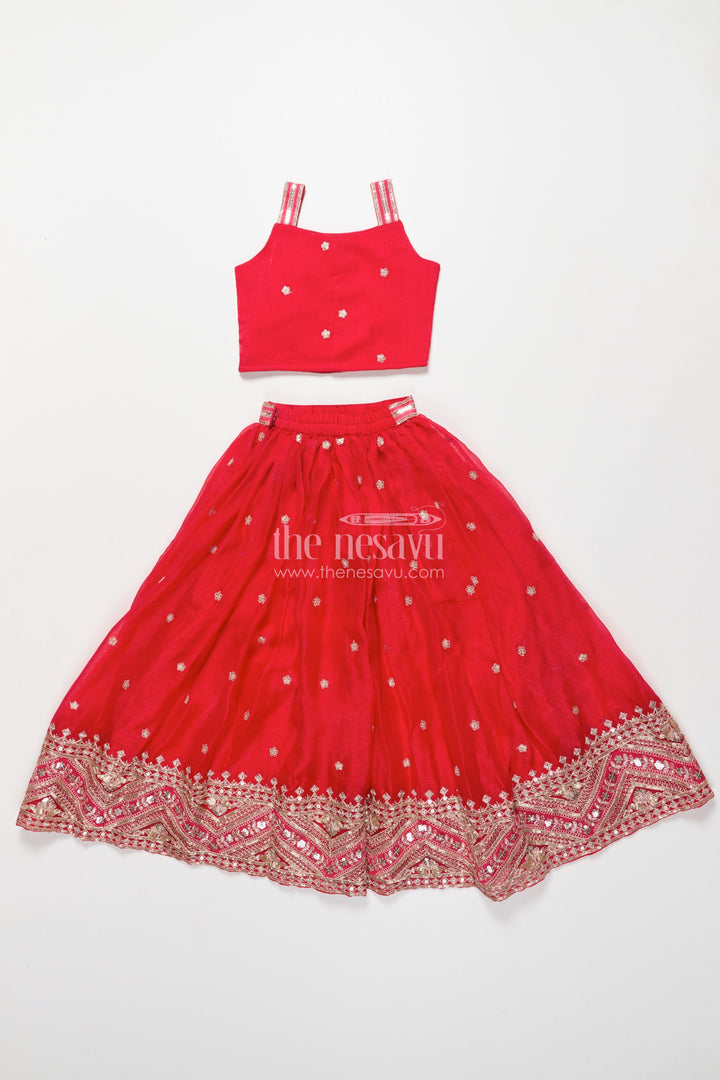 The Nesavu Girls Lehenga Choli Girls Lehenga Choli with Embroidery for Weddings and Sangeet Nights Nesavu Nesavu designer lehenga choli girls organza embroidery ideal weddings celebrations