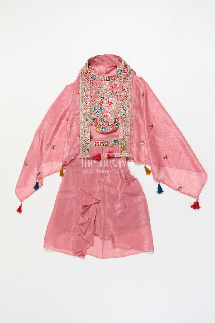 The Nesavu Girls Lehenga Choli Girls Lehenga Choli with Flared Skirt and Traditional Dupatta Nesavu Nesavu traditional lehenga choli set girls dupatta