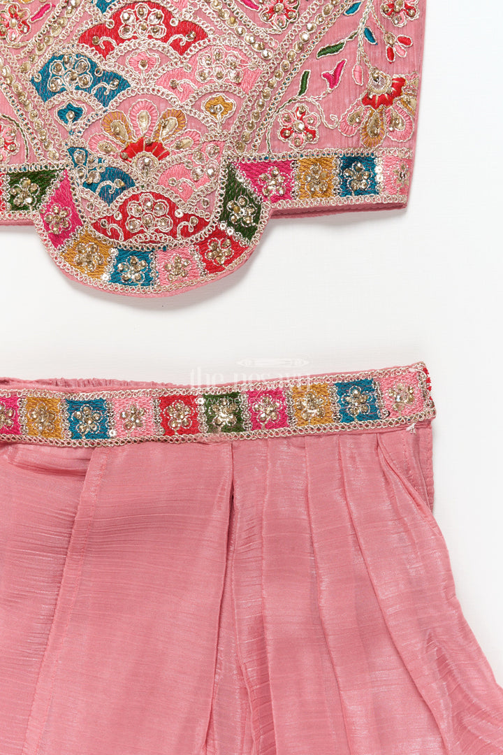 The Nesavu Girls Lehenga Choli Girls Lehenga Choli with Flared Skirt and Traditional Dupatta Nesavu Nesavu traditional lehenga choli set girls dupatta