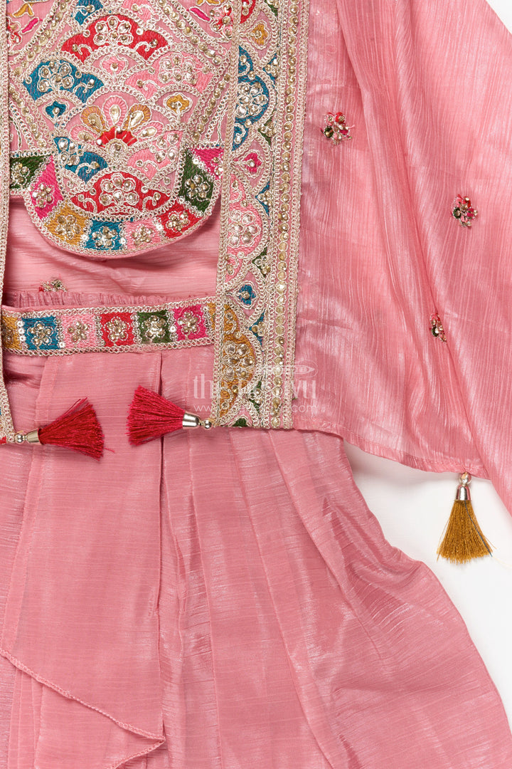 The Nesavu Girls Lehenga Choli Girls Lehenga Choli with Flared Skirt and Traditional Dupatta Nesavu Nesavu traditional lehenga choli set girls dupatta