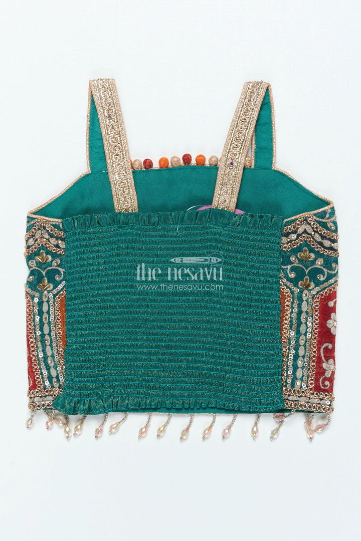 The Nesavu Girls Lehenga Choli Girls Lehenga Choli with Mirror Embroidery for Festive Functions and Family Celebrations Nesavu Nesavu girls lehenga choli viscose silk mirror embroidery ideal weddings cultural events