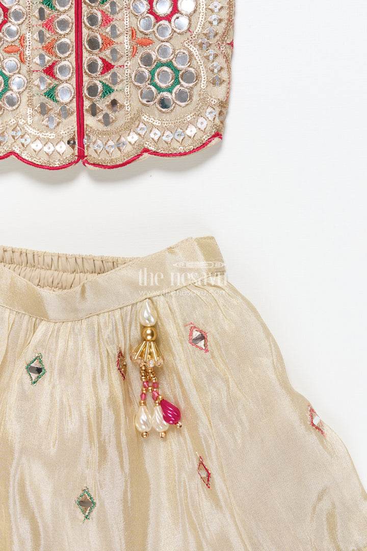 The Nesavu Girls Lehenga Choli Girls Lehenga Choli with Mirror Work and Festive Design Nesavu Nesavu girls lehenga choli mirror work festive design