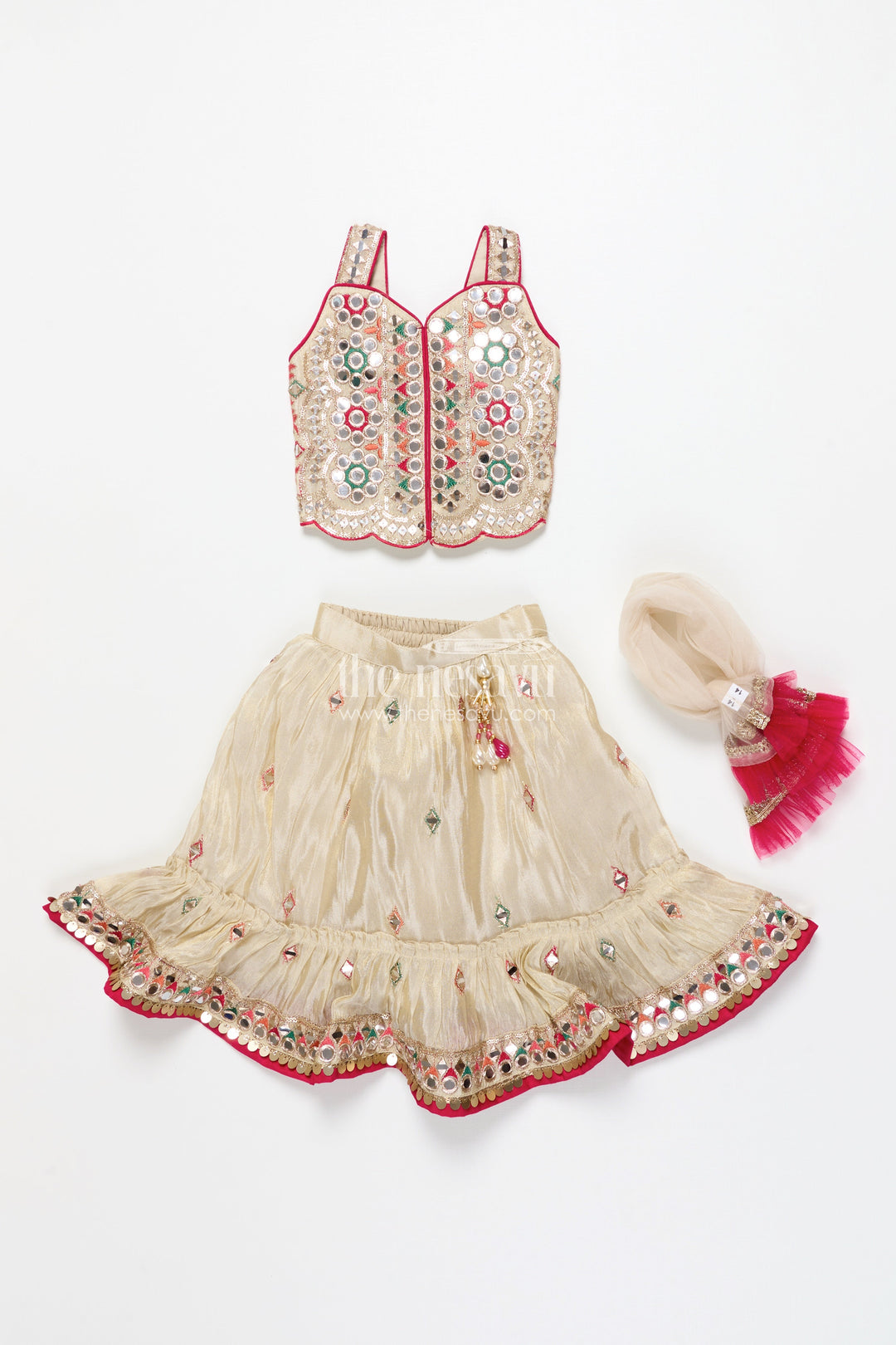 The Nesavu Girls Lehenga Choli Girls Lehenga Choli with Mirror Work and Festive Design Nesavu Nesavu girls lehenga choli mirror work festive design