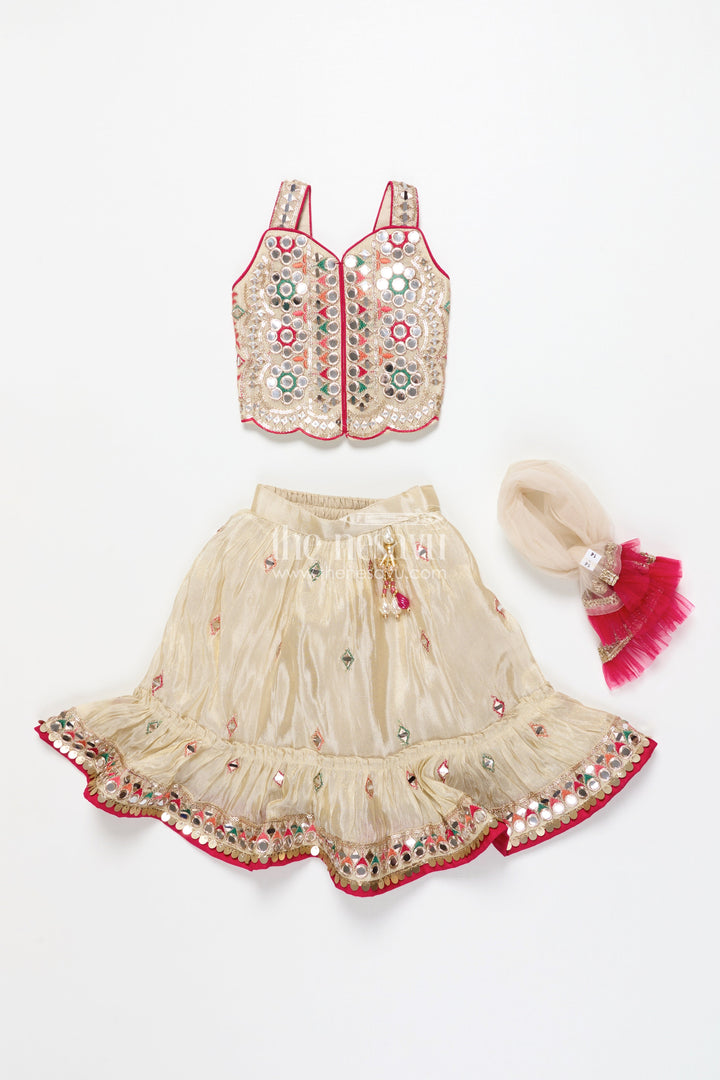 The Nesavu Girls Lehenga Choli Girls Lehenga Choli with Mirror Work and Festive Design Nesavu Nesavu girls lehenga choli mirror work festive design