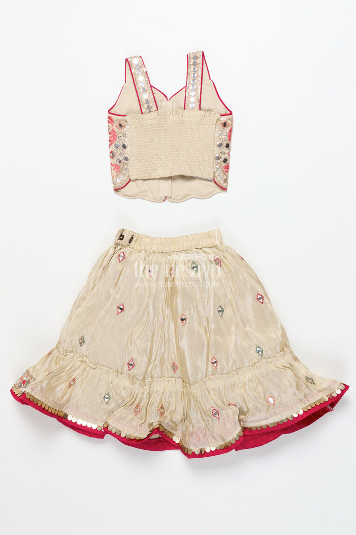 The Nesavu Girls Lehenga Choli Girls Lehenga Choli with Mirror Work and Festive Design Nesavu Nesavu girls lehenga choli mirror work festive design