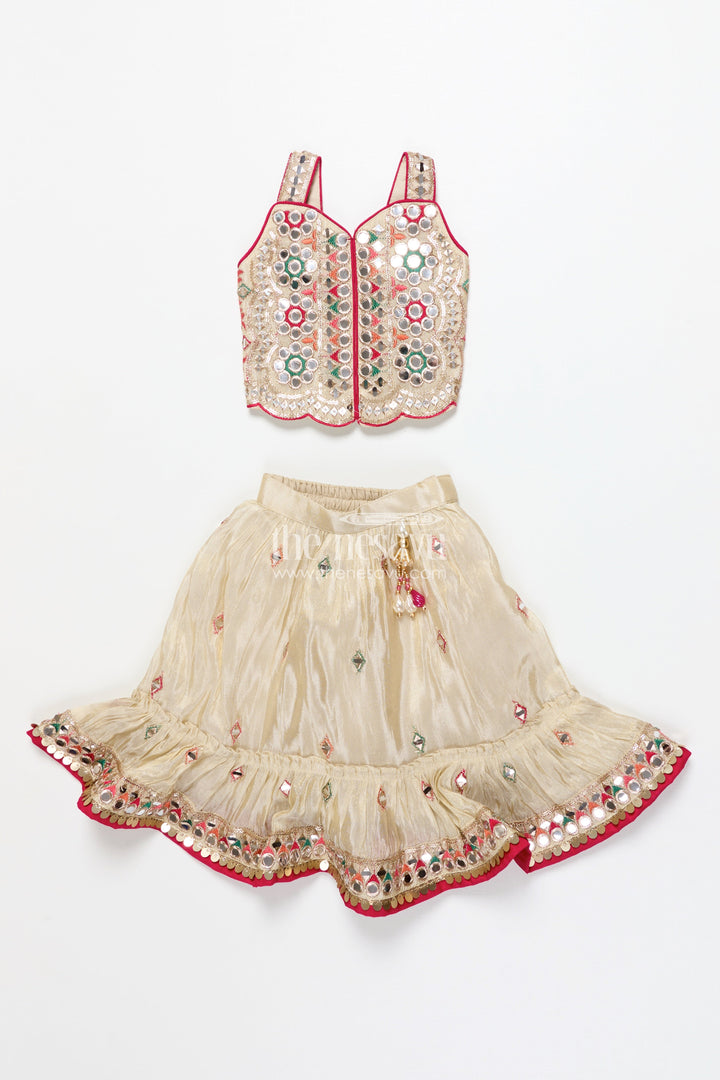 The Nesavu Girls Lehenga Choli Girls Lehenga Choli with Mirror Work and Festive Design Nesavu Nesavu girls lehenga choli mirror work festive design