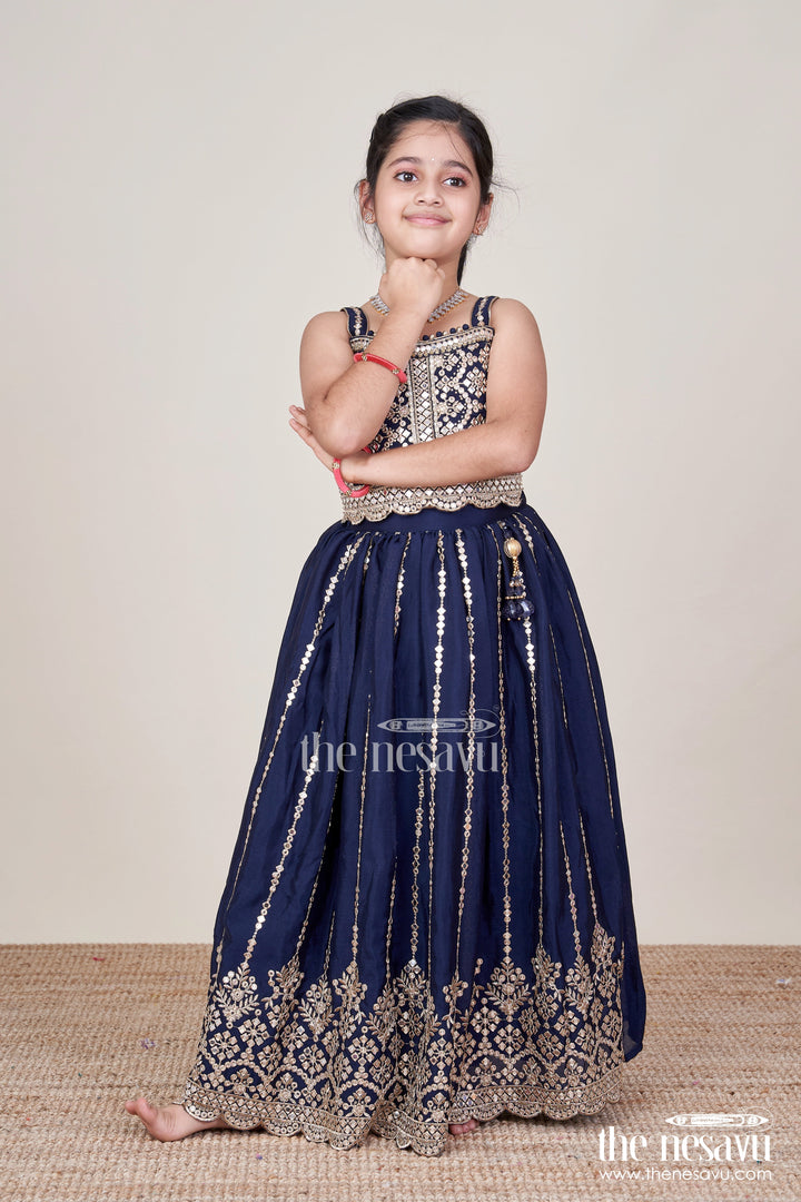 The Nesavu Girls Lehenga Choli Girls Lehenga Choli with Royal Festive Yoke and Dupatta Nesavu 16 (1Y) / Blue GL833B-16 Nesavu girls lehenga choli festive yoke dupatta