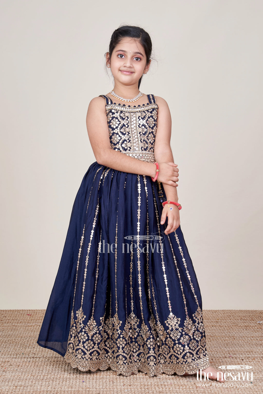 The Nesavu Girls Lehenga Choli Girls Lehenga Choli with Royal Festive Yoke and Dupatta Nesavu Nesavu girls lehenga choli festive yoke dupatta