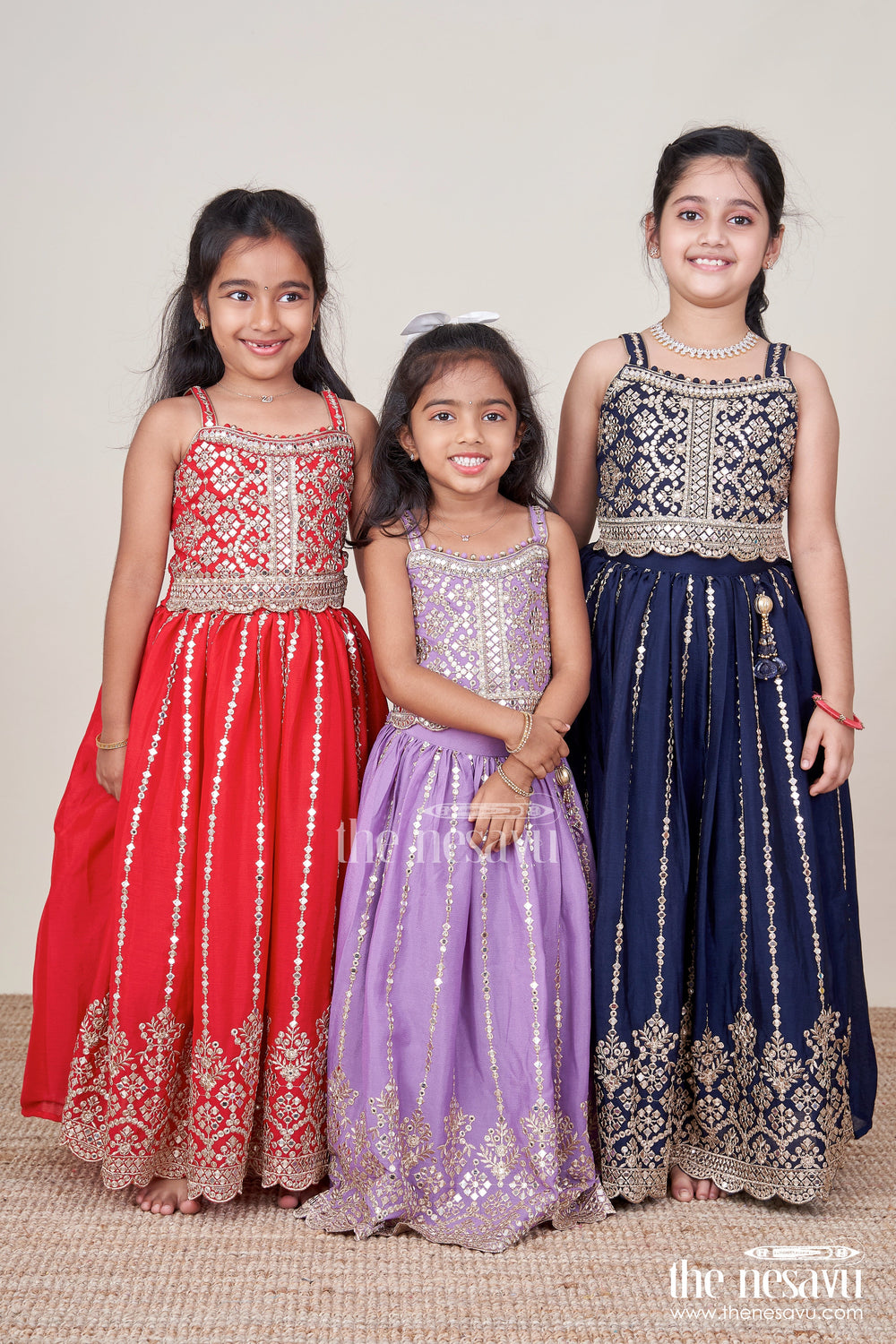 The Nesavu Girls Lehenga Choli Girls Lehenga Choli with Royal Festive Yoke and Dupatta Nesavu Nesavu girls lehenga choli festive yoke dupatta
