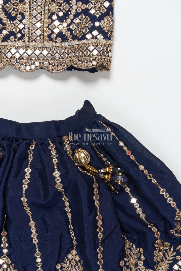 The Nesavu Girls Lehenga Choli Girls Lehenga Choli with Royal Festive Yoke and Dupatta Nesavu Nesavu girls lehenga choli festive yoke dupatta