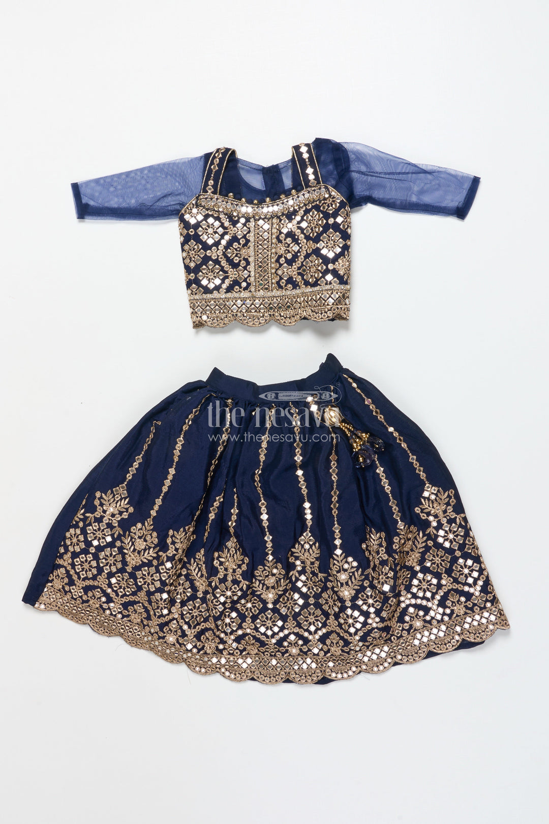 The Nesavu Girls Lehenga Choli Girls Lehenga Choli with Royal Festive Yoke and Dupatta Nesavu Nesavu girls lehenga choli festive yoke dupatta