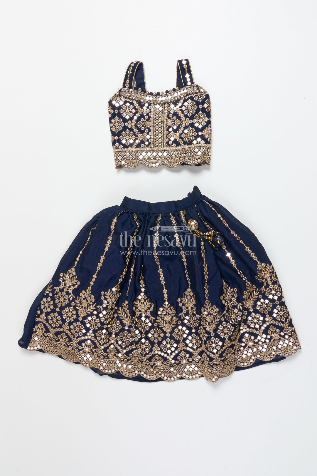 The Nesavu Girls Lehenga Choli Girls Lehenga Choli with Royal Festive Yoke and Dupatta Nesavu Nesavu girls lehenga choli festive yoke dupatta