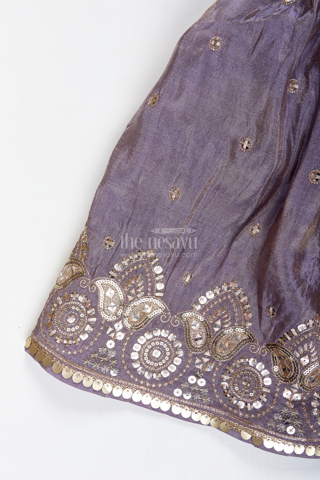 The Nesavu Girls Lehenga Choli Girls Lehenga Choli with Shimmer Embroidery for Festive Weddings Nesavu Nesavu Shimmer Embroidered Lehenga Choli Girls Festive Purple Ethnic Outfit Dupatta