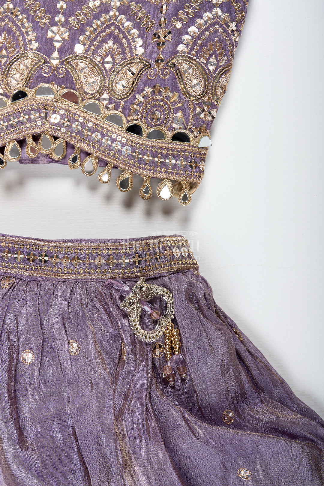 The Nesavu Girls Lehenga Choli Girls Lehenga Choli with Shimmer Embroidery for Festive Weddings Nesavu Nesavu Shimmer Embroidered Lehenga Choli Girls Festive Purple Ethnic Outfit Dupatta