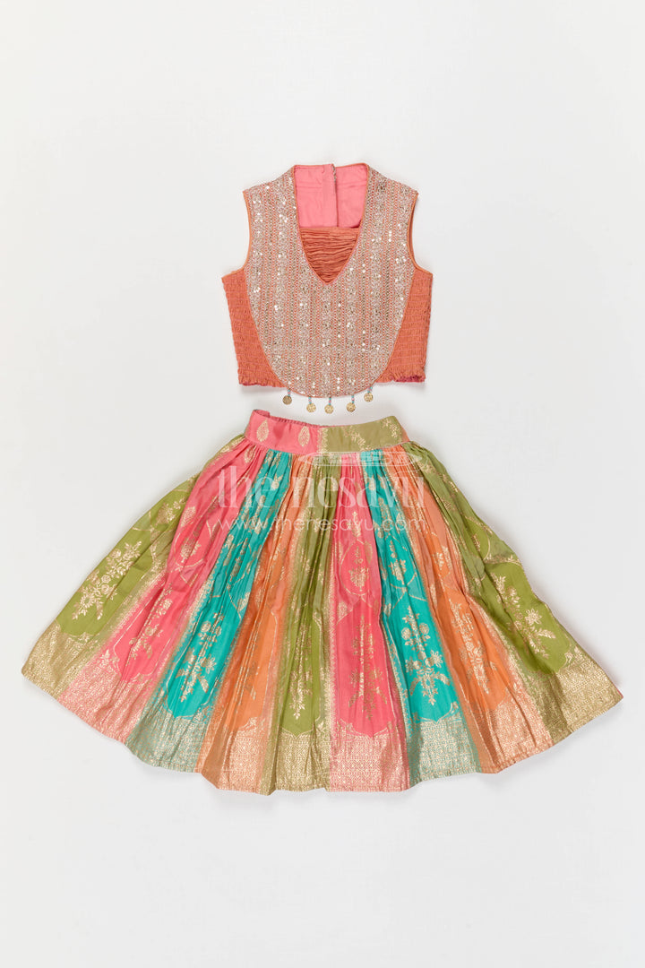 The Nesavu Girls Fancy Lehenga Girls Lehenga for Festive Celebrations and Wedding Functions Nesavu Nesavu Girls Lehenga For Festive Celebrations And Wedding Functions With Designer Yoke And Flared Design