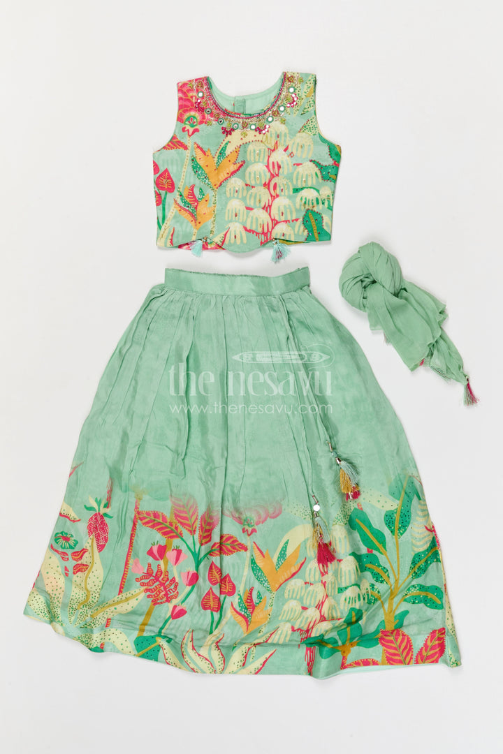 The Nesavu Girls Lehenga Choli Girls Lehenga for Weddings and Diwali Celebrations Nesavu Nesavu girls modal silk lehenga choli for weddings and festive celebrations with digital print skirt