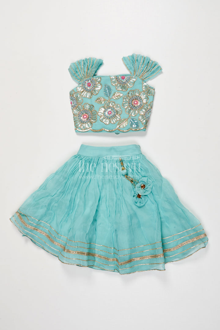 The Nesavu Girls Fancy Lehenga Girls Lehenga for Weddings and Festive Family Functions Nesavu 16 (1Y) / Green GL797B-16 Nesavu girls lehenga festive weddings traditional family occasions