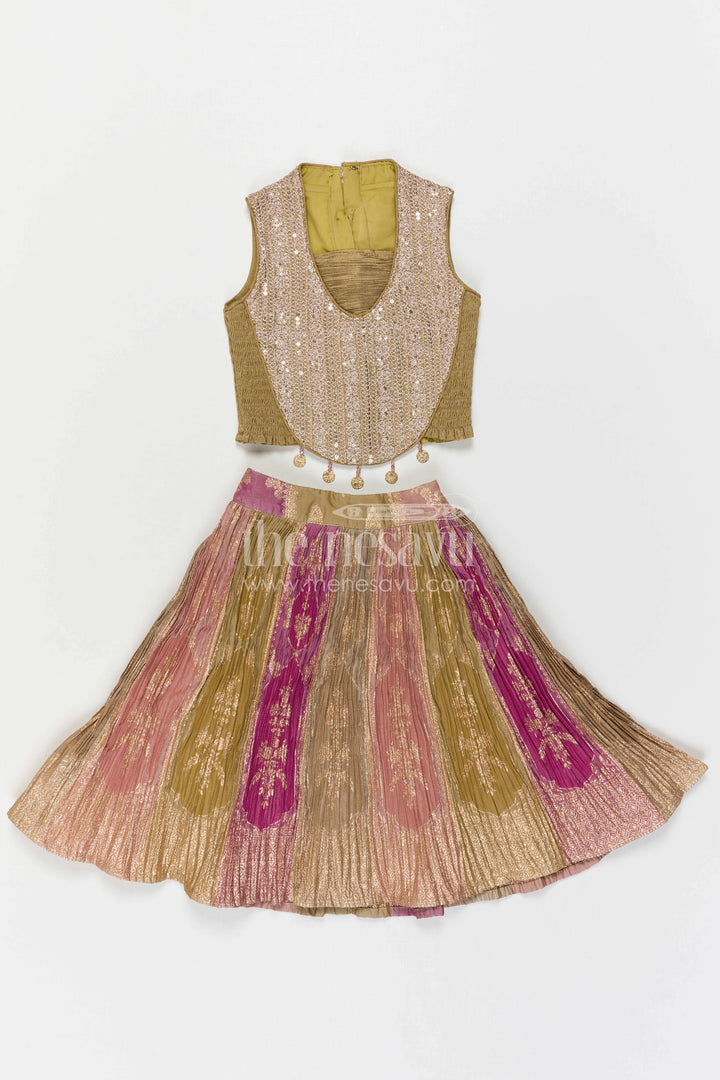 The Nesavu Girls Fancy Lehenga Girls Lehenga for Weddings and Grand Festive Occasions Nesavu Nesavu Girls Lehenga For Weddings And Grand Festive Occasions With Designer Yoke And Flared Silhouette