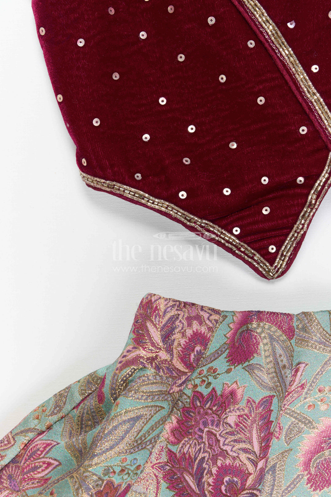 The Nesavu Girls Fancy Lehenga Girls Lehenga Outfit for Festive Weddings and Family Celebrations Nesavu Nesavu Girls Festive Lehenga Outfit For Weddings And Traditional Family Celebrations With Velvet Yoke
