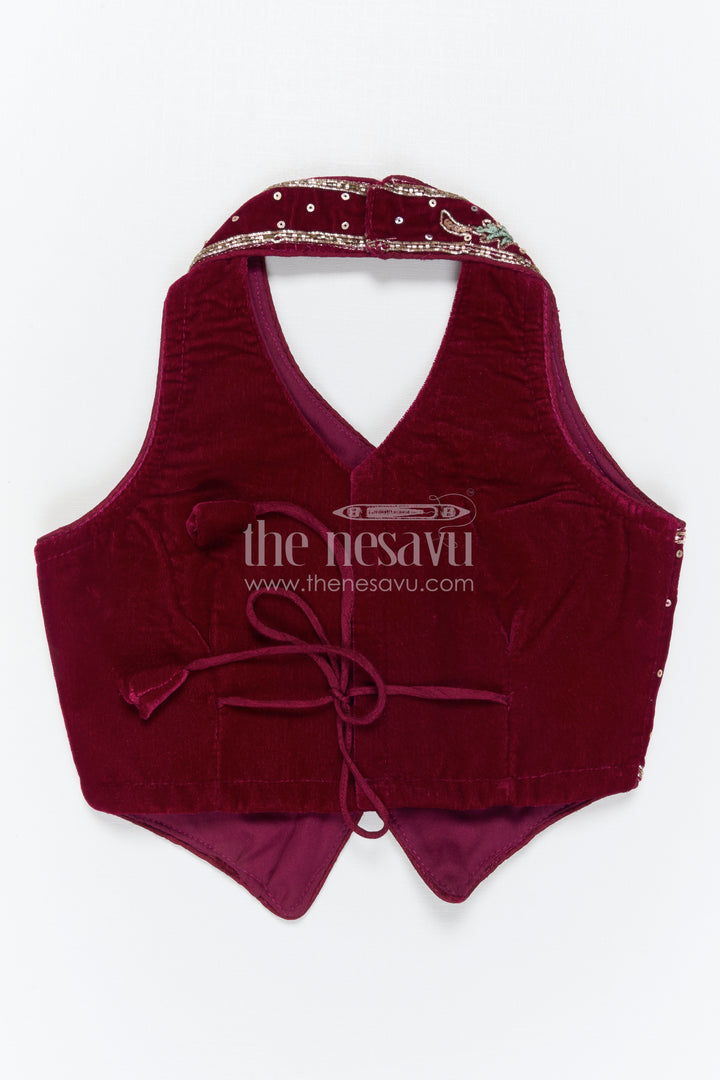 The Nesavu Girls Fancy Lehenga Girls Lehenga Outfit for Festive Weddings and Family Celebrations Nesavu Nesavu Girls Festive Lehenga Outfit For Weddings And Traditional Family Celebrations With Velvet Yoke