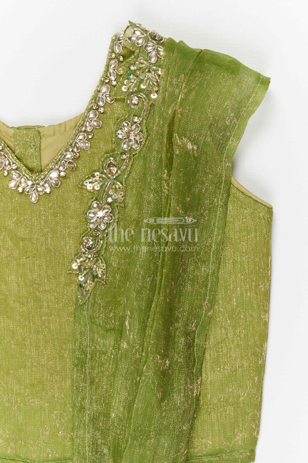 The Nesavu Girls Ethnic Lehenga Girls Lehenga Set for Festive Celebrations and Weddings Nesavu Nesavu girls tissue organza lehenga set for weddings festive celebrations and special occasions