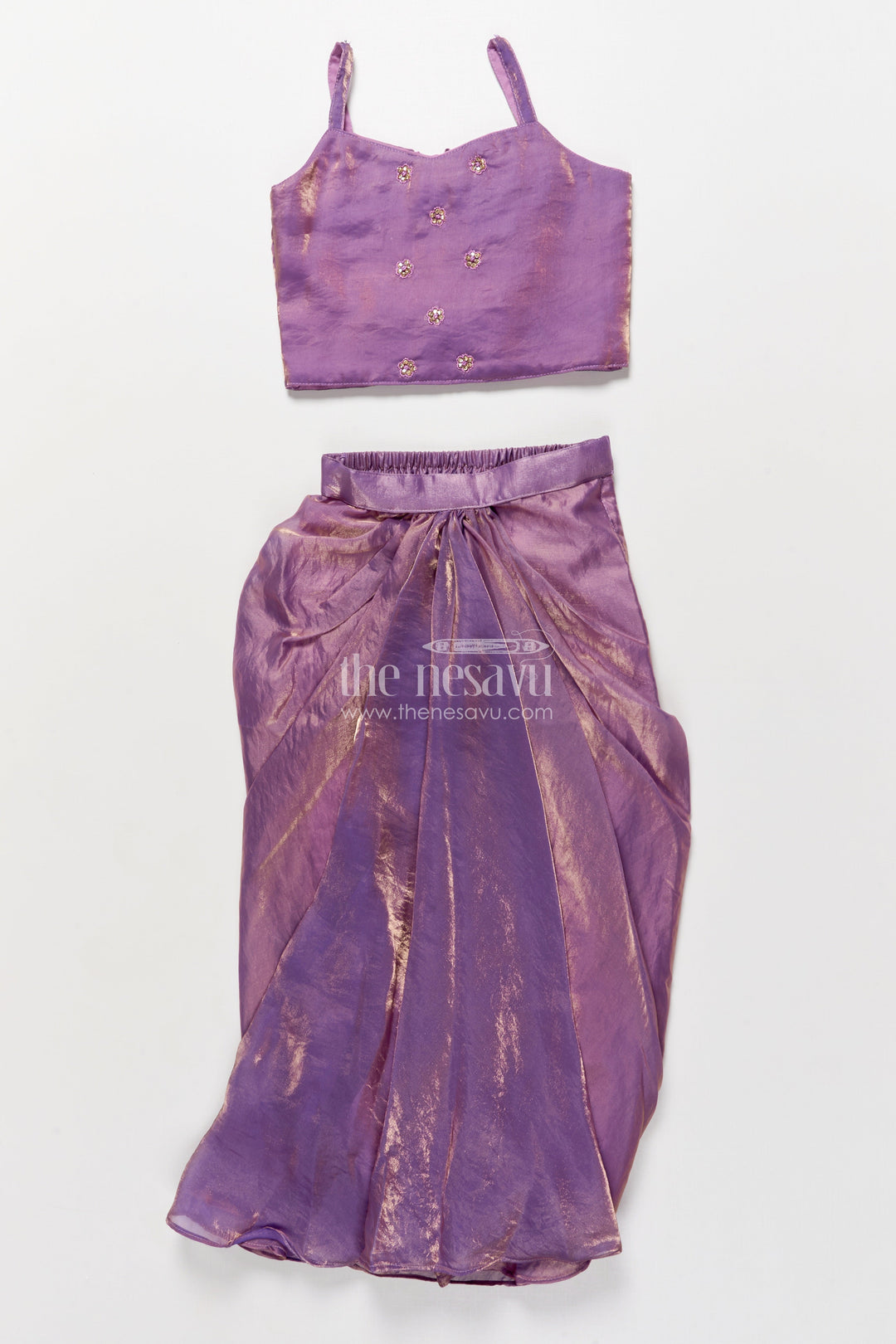 The Nesavu Girls Fancy Lehenga Girls Lehenga Set with Jacket for Festive Weddings Nesavu Nesavu girls lehenga set embroidered jacket weddings festive parties