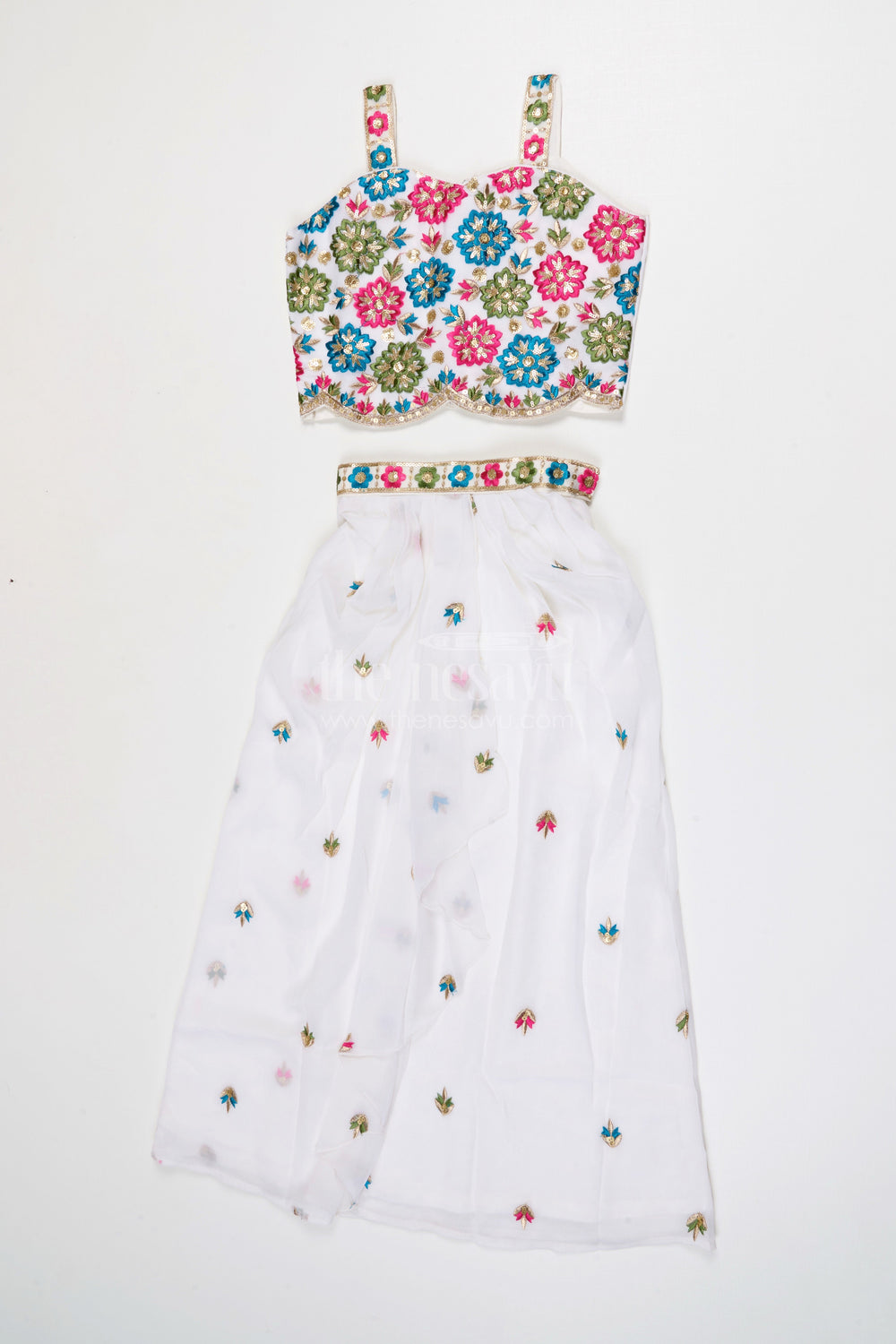 The Nesavu Girls Fancy Lehenga Girls Lehenga Set with Jacket for Wedding Functions Nesavu 26 (6Y) / Maroon / Georgette GL872A-26 Nesavu Girls Georgette Lehenga Set With Embroidered Jacket For Weddings Receptions And Festive Occasions