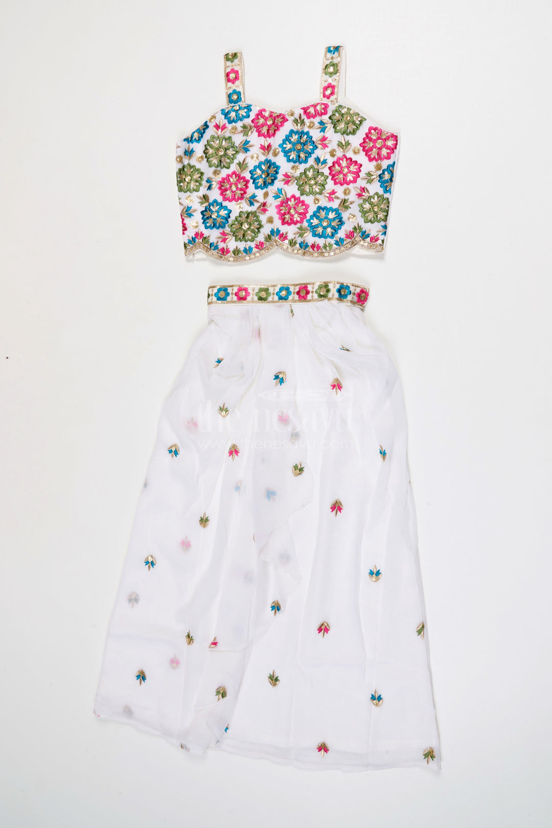 The Nesavu Girls Fancy Lehenga Girls Lehenga Set with Jacket for Wedding Functions Nesavu 26 (6Y) / Maroon / Georgette GL872A-26 Nesavu Girls Georgette Lehenga Set With Embroidered Jacket For Weddings Receptions And Festive Occasions