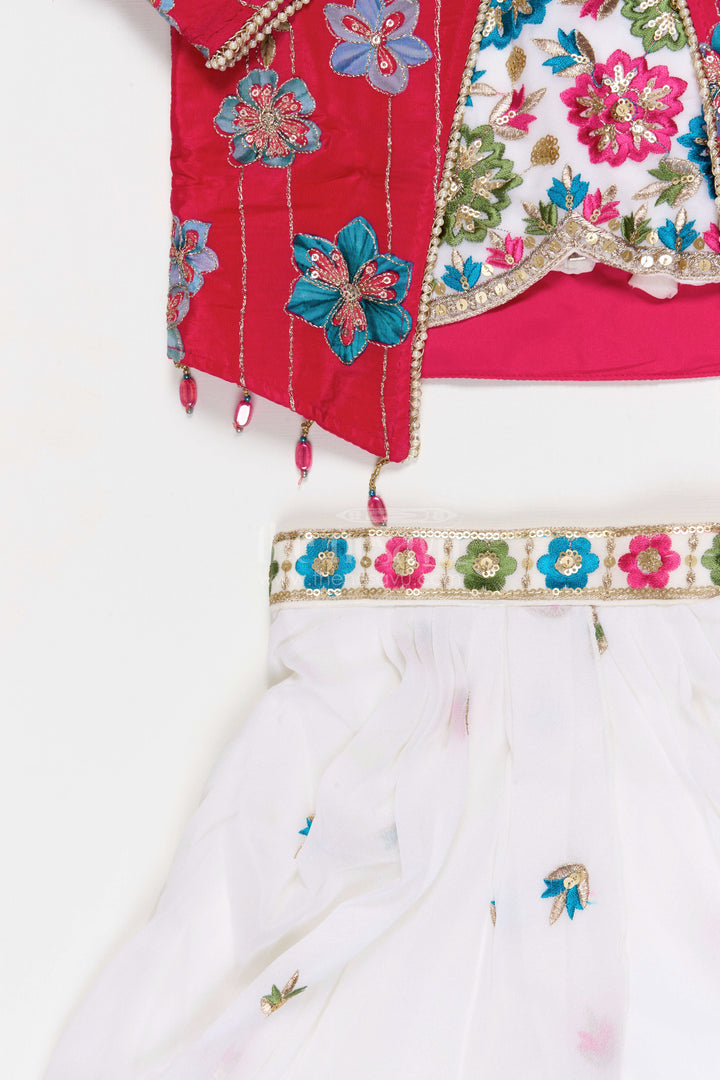 The Nesavu Girls Fancy Lehenga Girls Lehenga Set with Jacket for Wedding Functions Nesavu Nesavu Girls Georgette Lehenga Set With Embroidered Jacket For Weddings Receptions And Festive Occasions