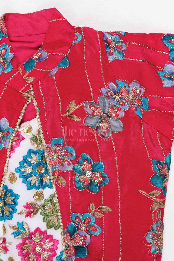 The Nesavu Girls Fancy Lehenga Girls Lehenga Set with Jacket for Wedding Functions Nesavu Nesavu Girls Georgette Lehenga Set With Embroidered Jacket For Weddings Receptions And Festive Occasions