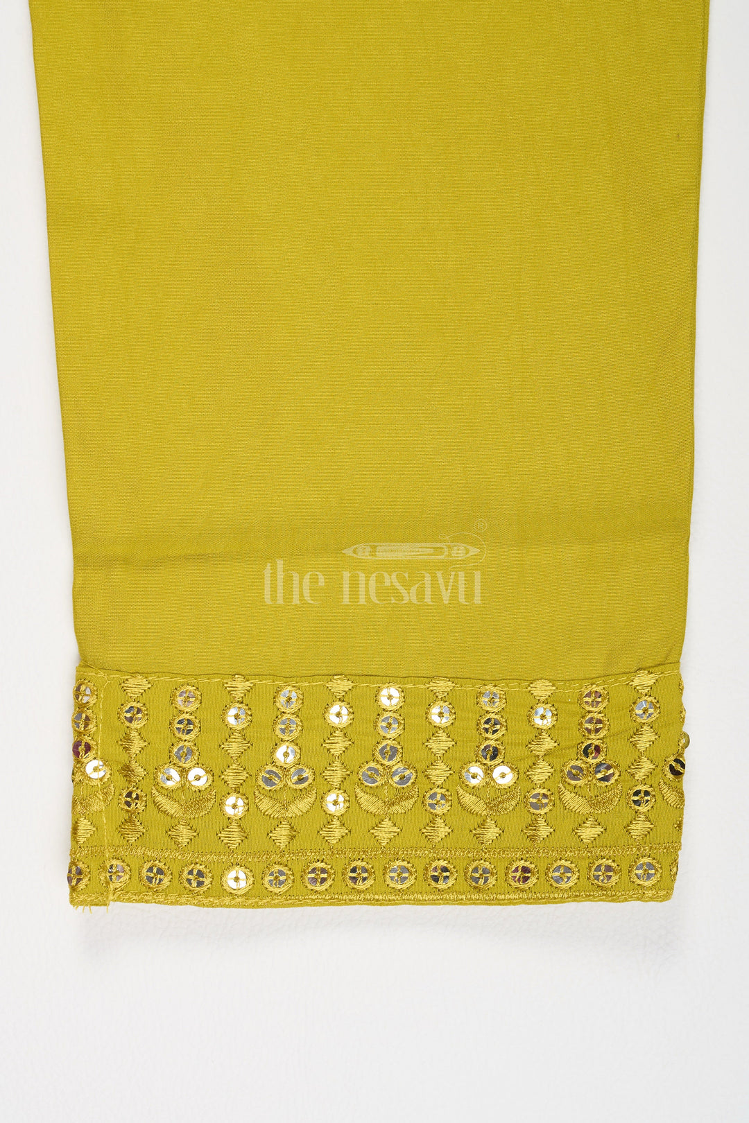 The Nesavu Girls Sharara / Plazo Set Girls Lime Green Viscose Modal Silk Sharara Choli Set with Lace Detailing for Festive Events and Gatherings Nesavu Nesavu Girls Lime Green Viscose Modal Silk Sharara Choli Lace Eid Festive Gatherings