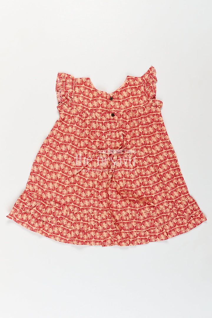 The Nesavu Girls Cotton Frock Girls Long Frocks for Birthday Party in Cotton with Animal Digital Print and Ruffle Trim Sleeves Nesavu Nesavu Girls Long Frocks Birthday Party Cotton Animal Digital Print Ruffle Sleeves