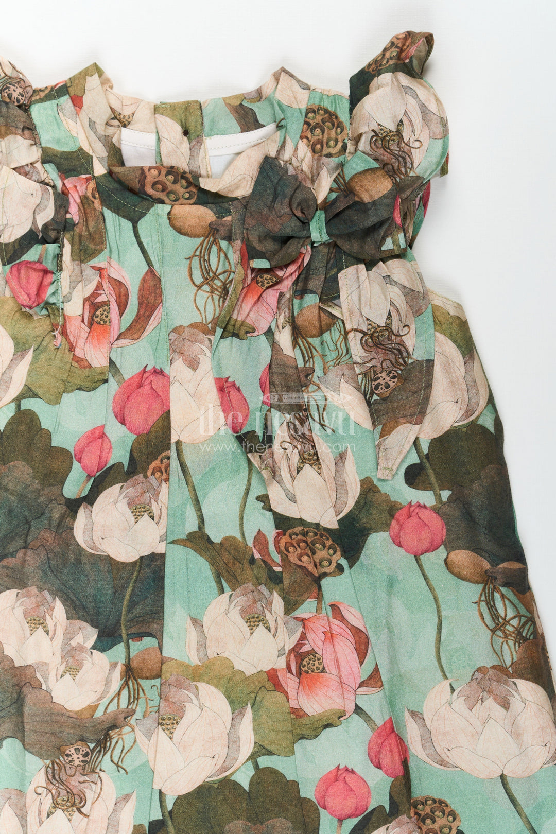 The Nesavu Girls Cotton Frock Girls Maroon Frock in Lightweight Viscose with Artistic Floral Digital Print and Ruffled Sleeves Nesavu Girls Maroon Frock Visose Floral Digital Print Ruffled Sleeves Everyday Style | The Nesavu