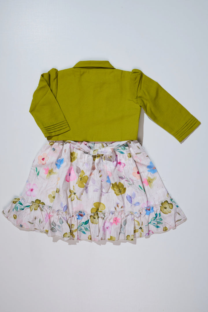 The Nesavu Girls Fancy Frock Girls Matching Dress and Coat Sets in Floral Digital Print with Stylish Green Blazer Nesavu Girls Matching Dress Coat Sets Floral Digital Print Stylish Green Blazer | The Nesavu