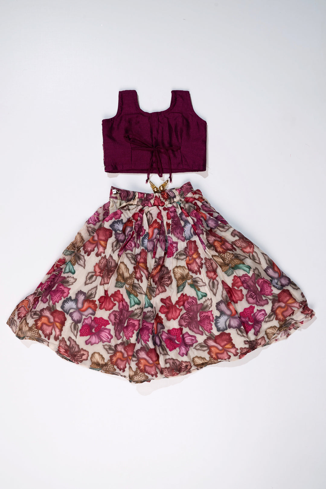 The Nesavu Girls Lehenga Choli Girls Mirror Work Choli with Digital Printed Georgette Skirt for Stylish Festive Look Nesavu Girls Mirror Work Choli Digital Printed Georgette Skirt Festive Wedding Wear | The Nesavu