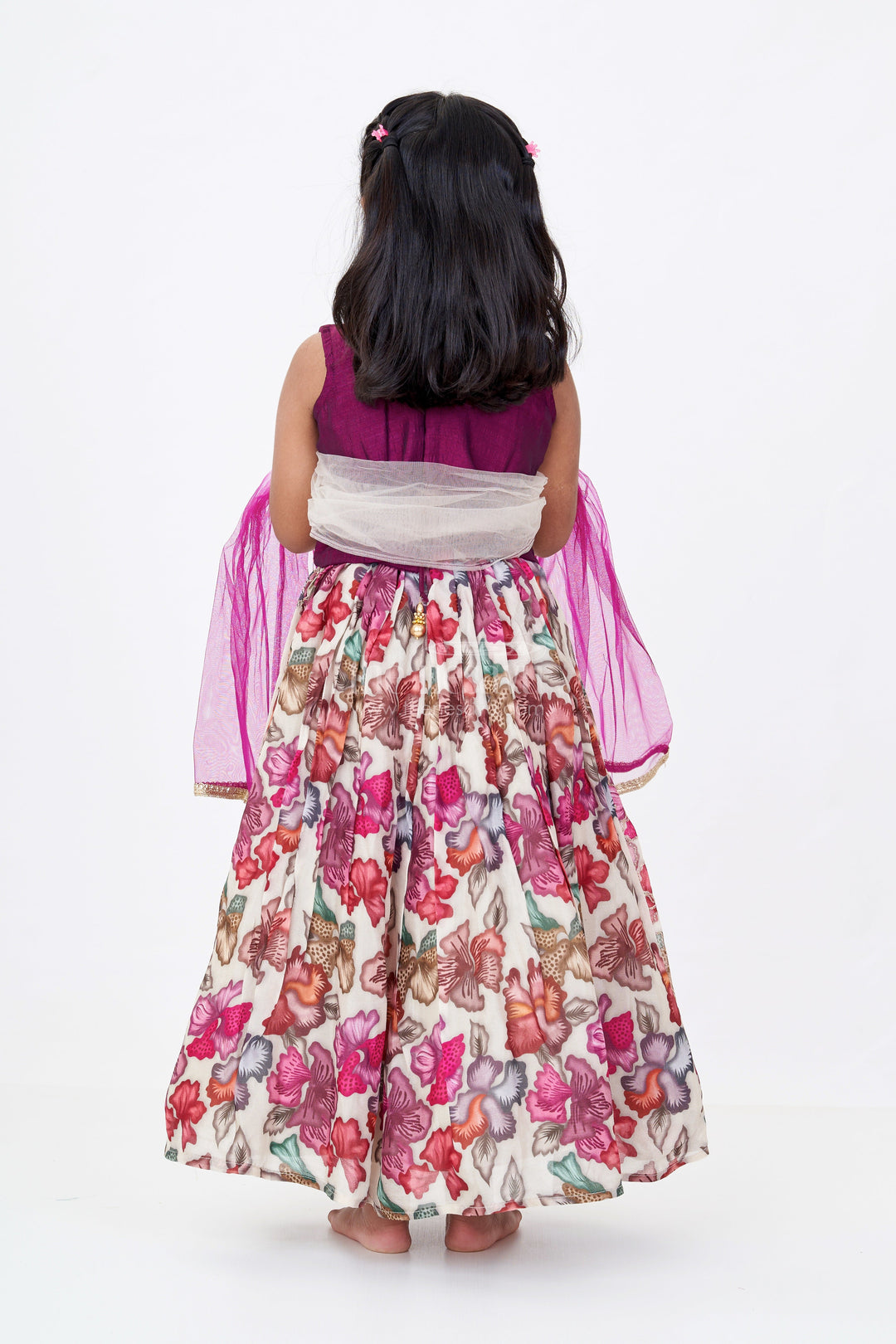 The Nesavu Girls Lehenga Choli Girls Mirror Work Choli with Digital Printed Georgette Skirt for Stylish Festive Look Nesavu Girls Mirror Work Choli Digital Printed Georgette Skirt Festive Wedding Wear | The Nesavu