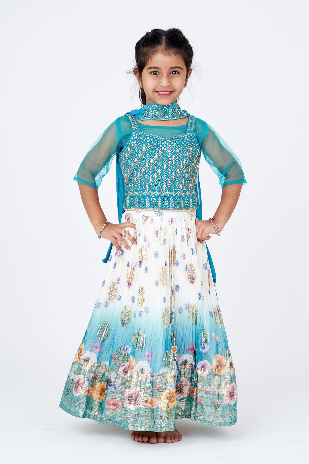 The Nesavu Girls Lehenga Choli Girls Mirror Work Lehenga Design with Embroidered Blouse and Georgette Skirt for Festive Wear Nesavu Girls Mirror Work Lehenga Design Embroidered Blouse Georgette Skirt Weddings | The Nesavu